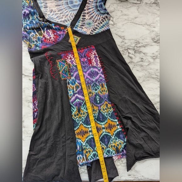 Women's Boho Short Sleeve Tunic size S/M Patchwork Embroidery - Picture 9 of 11